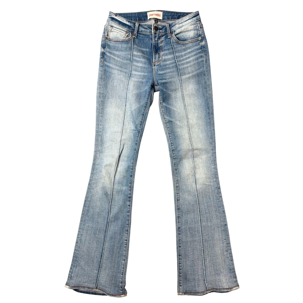 Driftwood Jeans Womens 25 Rosie Blue Front Seam Flare Light Wash Stretch Denim